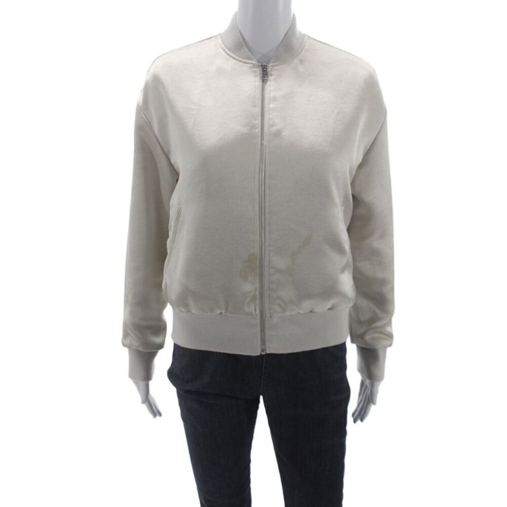Frame Atelier Women Bomber Jacket Beige Zip 100% Polyester Size S